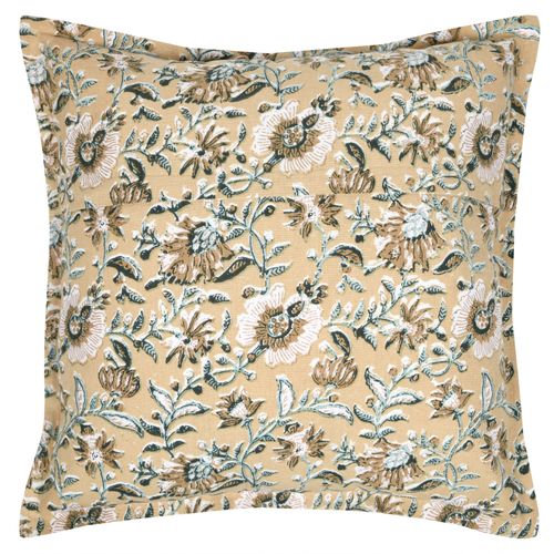 Coussin Décoratif Végétal Graphique - 45x45 Cm - Jaune Moutarde