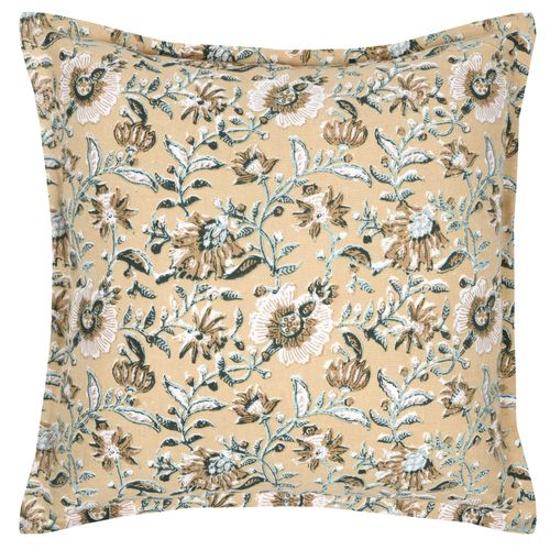 Coussin Décoratif Végétal Graphique - 45x45 Cm - Jaune Moutarde