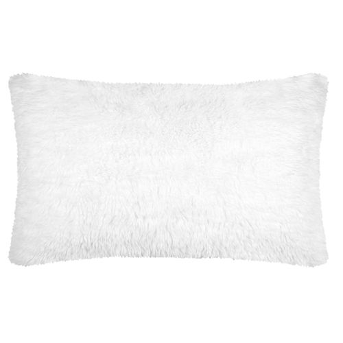 Coussin Ultra Doux Imitation Fourrure - 50x80 Cm - Blanc
