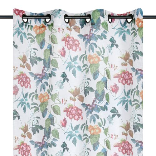 Voilage Feuillage Et Oiseau - 140x260 Cm - Vert Foncé