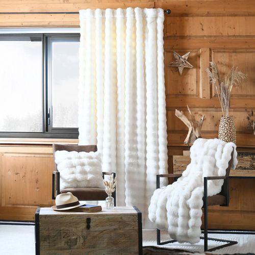 Rideau Imitation Fourrure Ultra Doux - 140x240 Cm - Ecru
