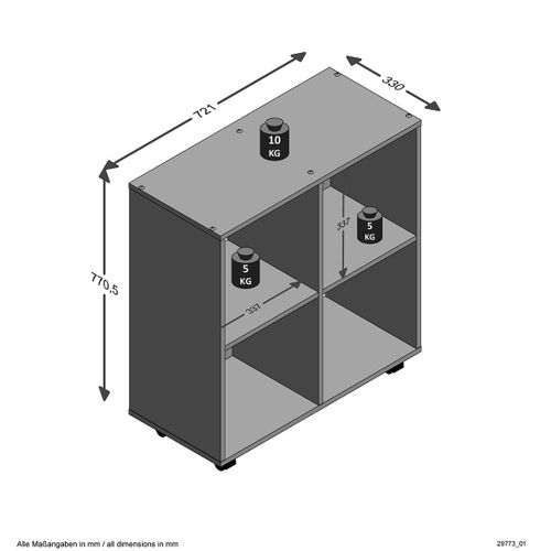 Étagère 4 Cases Design "timpa" 78cm Blanc