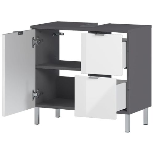 Meuble Sous Lavabo Moderne Maurine Blanc/gris  L 60 Cm