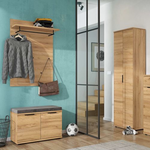 Meuble À Chaussures 2 Portes 75x37x48 Cm Chêne - Chiara