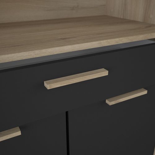 Buffet De Cuisine Contemporain Chêne/noir Roxana