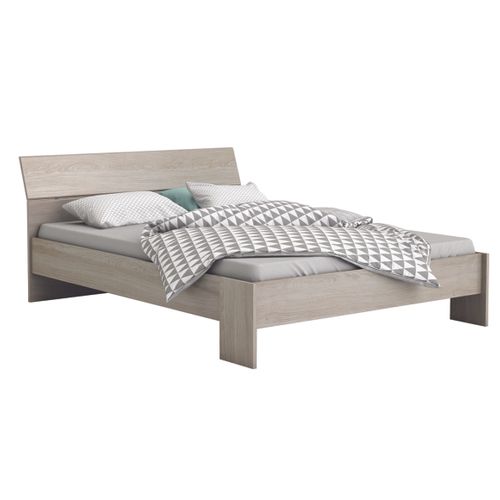 Lit En Bois Coloris Chêne Shannon - Dim : 140 X 190/200 Cm