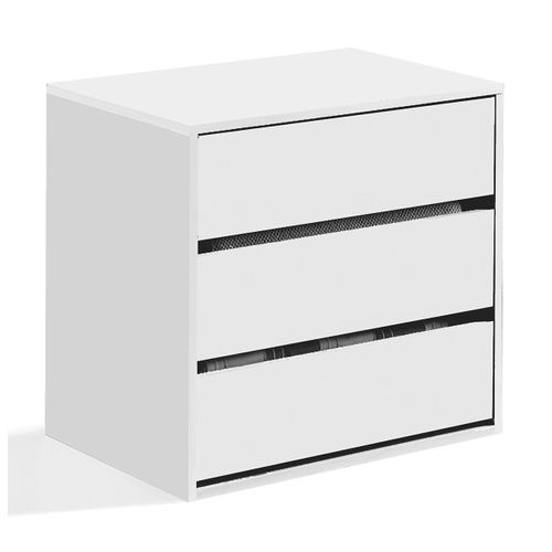 Commode Avec 3 Tiroirs Coloris Blanc - Hauteur 56 X Largeur 60 X Profondeur 44 Cm