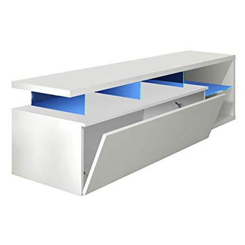 Meuble TV Avec LED Coloris Blanc Brillant - 43 X 150 X 41 Cm
