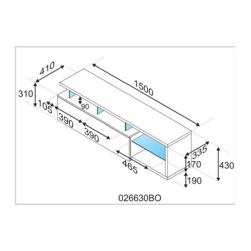 Meuble TV Avec LED Coloris Blanc Brillant - 43 X 150 X 41 Cm