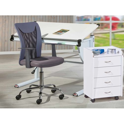 Bureau Réglable Avec Plateau Blanc - L110 X H63-93 X D60 Cm