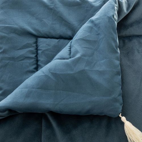 Édredon En Velours Bleu - L.80 X L.180 Cm