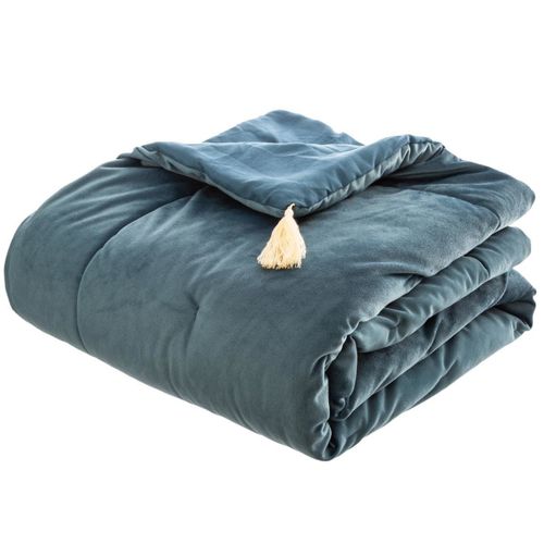 Édredon En Velours Bleu - L.80 X L.180 Cm