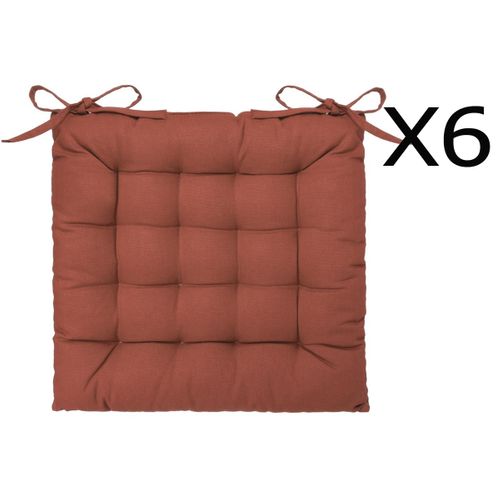 Lot De 6 Galettes De Chaise En Coton Coloris Terracotta - L.38 X L.38 Cm