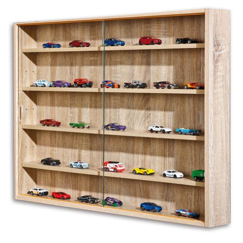 Vitrine Murale Pour Miniatures En Panneaux De Particules Coloris Sonoma, L80 X P9,5 X H60 Cm