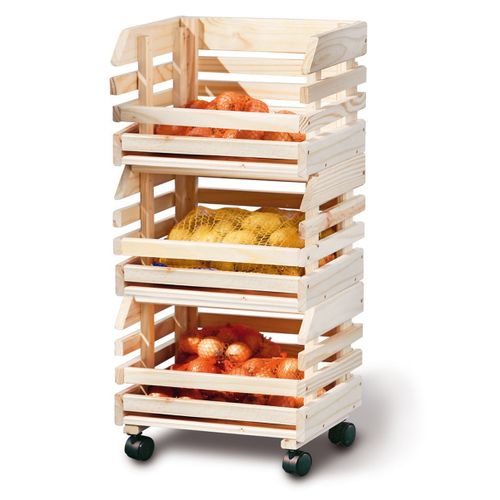 Caisse Etagére Cagette Pour Rangement En Bois Empilables Pour Fruits Et Légumes, 30 X 37 X 80 Cm