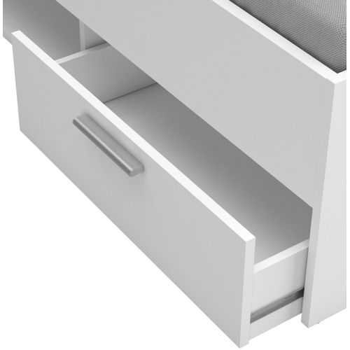 Lit 2 Places Avec Rangements En Bois Coloris Blanc Mat - 144,5 X 74,2 X 204,3 Cm