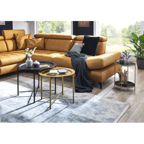 Lot De 2 Tables Basses, Tables De Salon En Métal Coloris Noir, Or