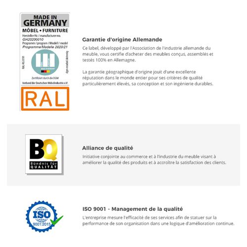 Chambre à Coucher Complète Adulte (lit 140x190 Cm + 2 Chevets + Armoire) coloris blanc/chrome