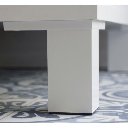 Meuble Sous Lavabo 1 Porte Coloris Blanc Brillant / Effet Bois - H. 64 X L. 59 X P. 45 Cm