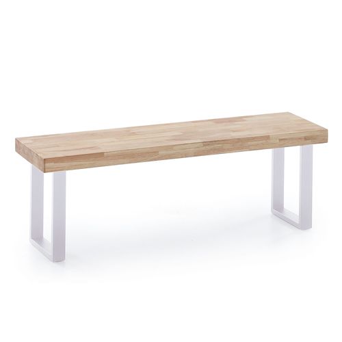 Banc D'assise Coloris Chêne Nordique / Pieds Blanc - Largeur 120 X Profondeur 34 Cm X Hauteur 47 Cm