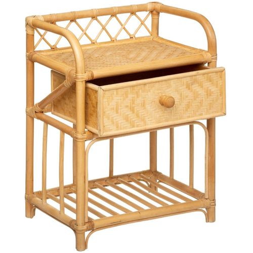 Table De Chevet / Table De Nuit En Rotin - L. 45 X P. 30 X H. 60 Cm
