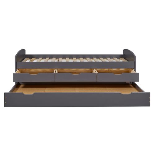 Lit Enfant Gigogne En Pin Massif Coloris Noir - Longueur 209 X Profondeur 97 X Hauteur 66 Cm