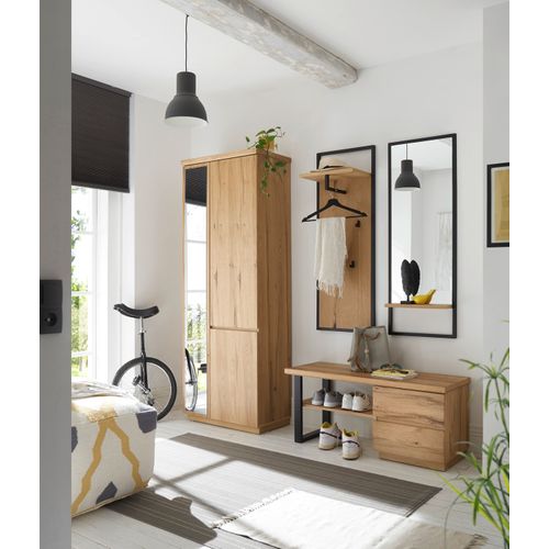 Vestiaire / Panneau Mural Coloris Chêne / Noir - Longueur 44 X Hauteur 125 X Profondeur 27 Cm