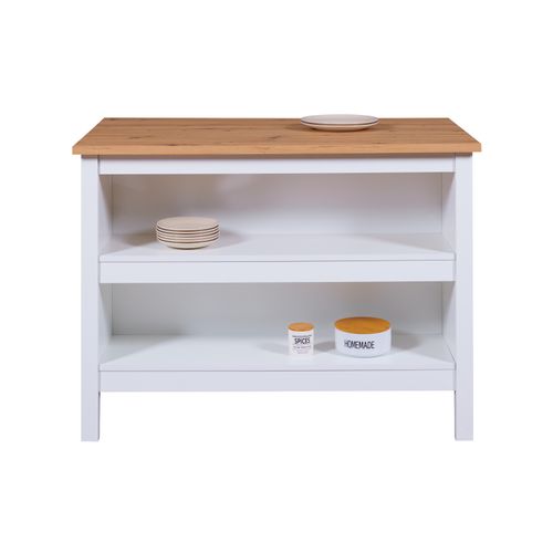 Meuble De Cuisine En Bois Coloris Blanc / Artisan Chêne - L. 124 X P. 75 X H. 91 Cm