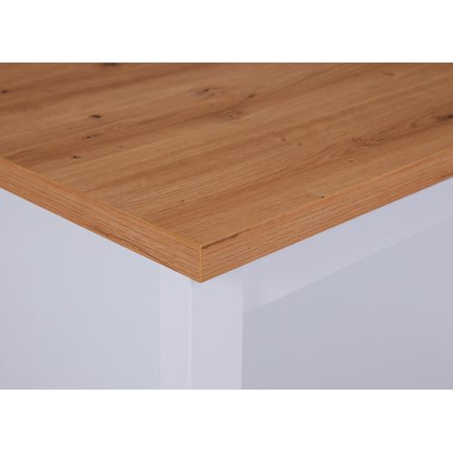 Meuble De Cuisine En Bois Coloris Blanc / Artisan Chêne - L. 124 X P. 75 X H. 91 Cm