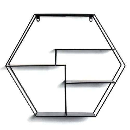 Etagère Murale En Métal Laqué Noir - Longueur 61 X Hauteur 54 X Profondeur 16 Cm