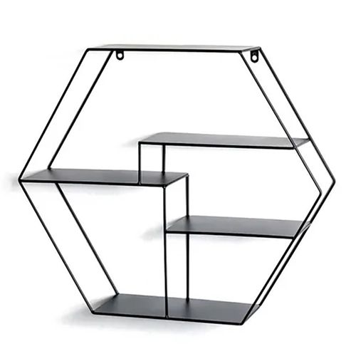 Etagère Murale En Métal Laqué Noir - Longueur 61 X Hauteur 54 X Profondeur 16 Cm