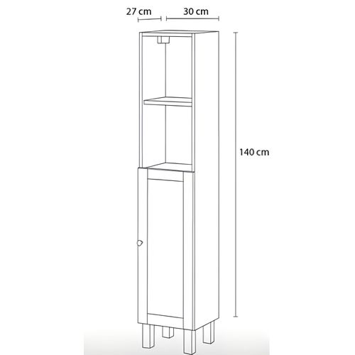 Colonne De Salle De Bain En Mélamine Coloris Blanc Mat - L. 30 X P. 27 X H. 140 Cm