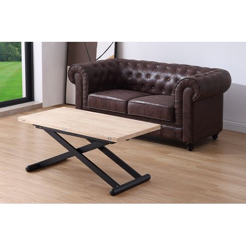 Table Basse Relevable Extensible En Bois Et Métal - L. 110-114 X P. 57-110 X H. 49-76 Cm