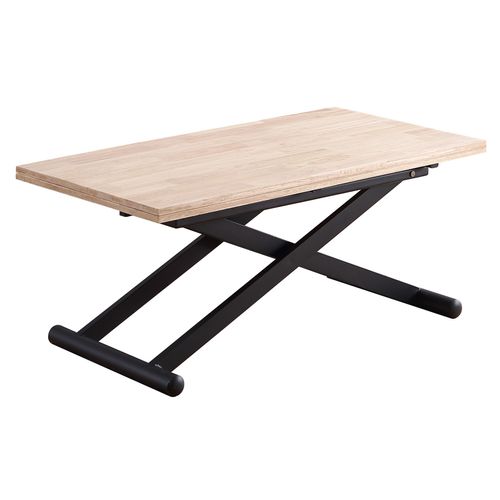 Table Basse Relevable Extensible En Bois Et Métal - L. 110-114 X P. 57-110 X H. 49-76 Cm