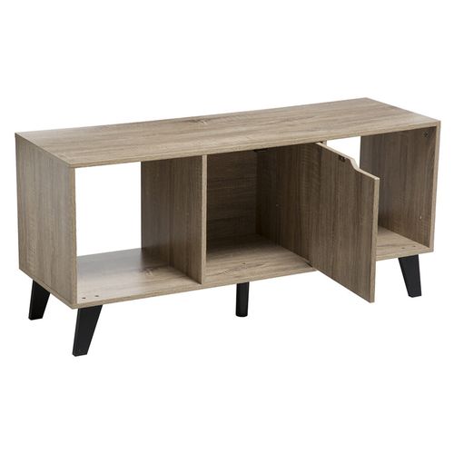 Meuble TV En Bois Coloris Naturel - Longueur 100 X Profondeur 32 X Hauteur 47 Cm
