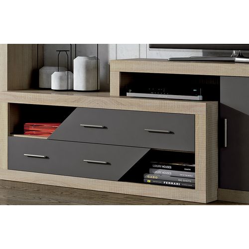 Ensemble De Salon, Meuble TV, Meuble Haut + Set De 2 Étagères + Buffet + Meuble Bas