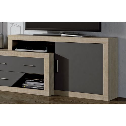 Ensemble De Salon, Meuble TV, Meuble Haut + Set De 2 Étagères + Buffet + Meuble Bas