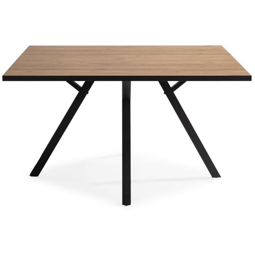 Table à Manger Carrée En Mélamine Naturel Avec Pieds En Métal Laqué Noir