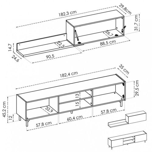 Meuble De Salon En Panneaux De Particules Coloris Chêne Nordique/gris Graphite