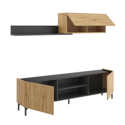 Meuble De Salon En Panneaux De Particules Coloris Chêne Nordique/gris Graphite