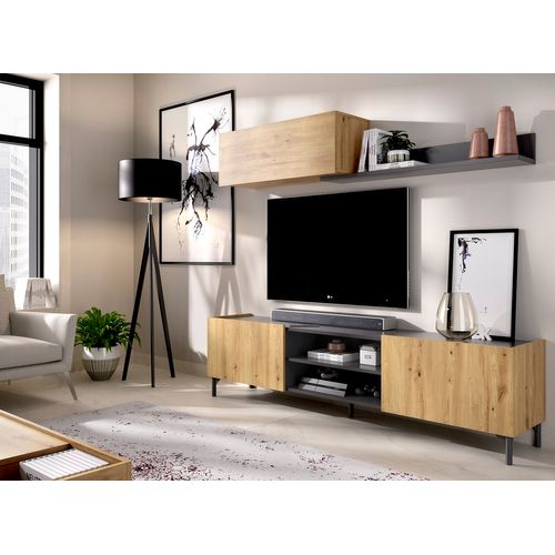 Meuble De Salon En Panneaux De Particules Coloris Chêne Nordique/gris Graphite