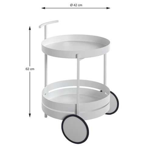 Chariot De Cuisine, Desserte En Métal Coloris Blanc  - Diamètre 42 X Hauteur 62 Cm