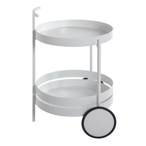 Chariot De Cuisine, Desserte En Métal Coloris Blanc  - Diamètre 42 X Hauteur 62 Cm