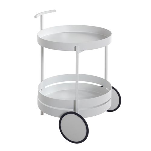 Chariot De Cuisine, Desserte En Métal Coloris Blanc  - Diamètre 42 X Hauteur 62 Cm