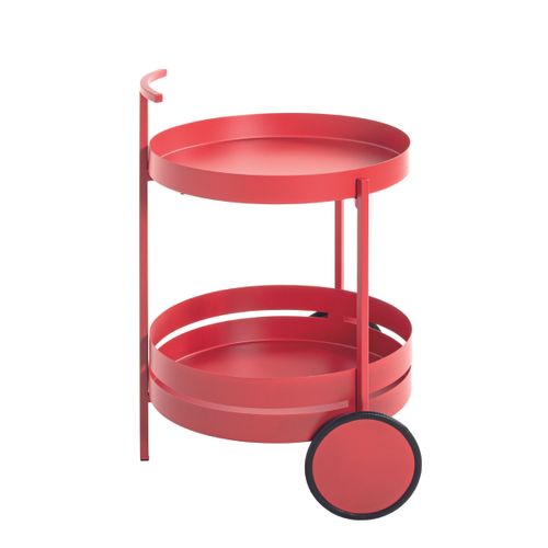Chariot De Cuisine, Desserte En Métal Coloris Rouge - Diamètre 42 X Hauteur 62 Cm