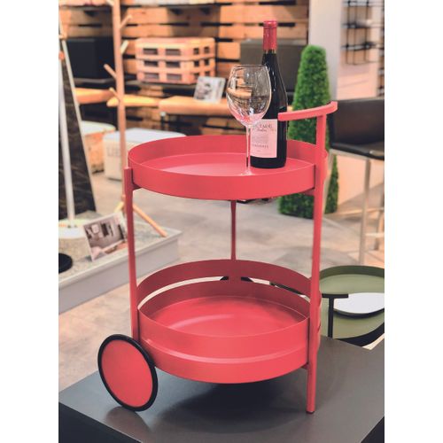 Chariot De Cuisine, Desserte En Métal Coloris Rouge - Diamètre 42 X Hauteur 62 Cm