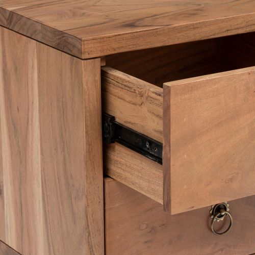 Table Console En Bois D'acacia Coloris Naturel Avec 2 Portes Et 4 Tiroirs