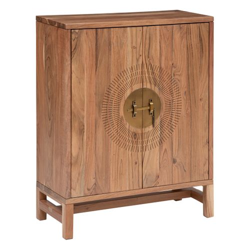 Buffet Haut Avec 2 Portes En Bois Coloris Naturel - L.  80 X P. 35  X H. 101,5  Cm