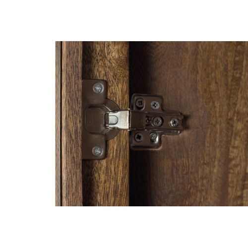 Vitrine En Bois De Manguier Et Métal Coloris Noyer, Or - L.  98 X P. 40  X H. 200 Cm