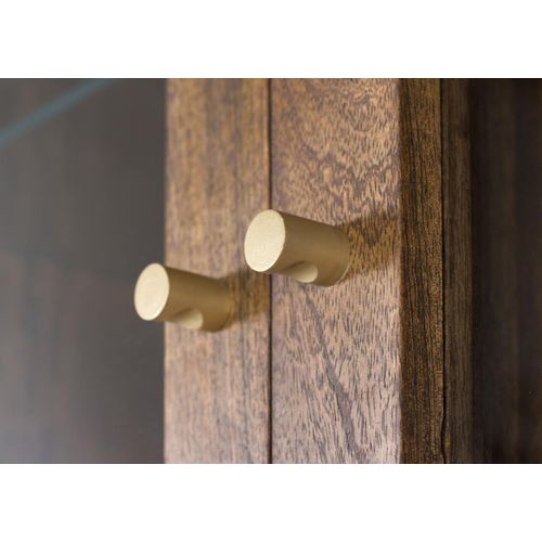 Vitrine En Bois De Manguier Et Métal Coloris Noyer, Or - L.  98 X P. 40  X H. 200 Cm